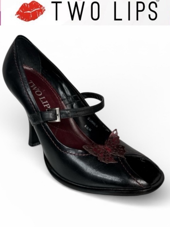 Two Lips Shoes - TWO LIPS SUMMER BLACK MARY JANE HEELS BUTTERFLY PEEP TOE VINTAGE Y2K SHOES